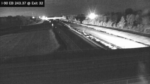 I-90 MP 243.37 EB at Interchange 32 (Westmoreland/Rome) traffic camera, Oneida County