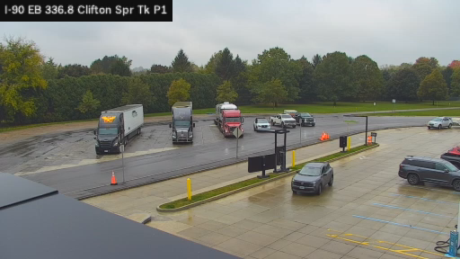 I-90 MP 336.80 EB at Clifton Springs Service Area Truck Park 1 live webcam