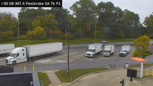 I-90 MP 397.40 EB at Pembroke Service Area Truck Park 1 live webcam