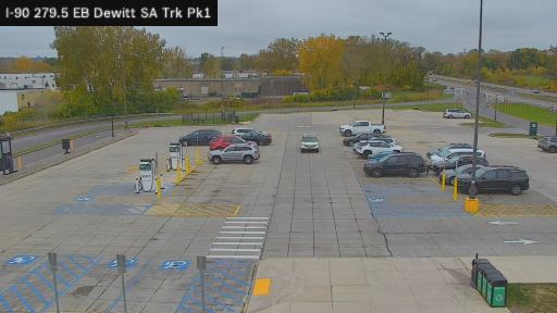I-90 MP 279.5 EB Dewitt Service Area Truck Park 1 live webcam